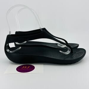 Crocs Women's Serena Sexi Flip T-Strap Thong Sandals Black Size 5